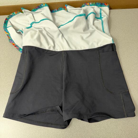 Dona Jo Skort Skirt Small Womens Blue Multi Abstract Tennis Pickleball Shorts - Picture 7 of 8